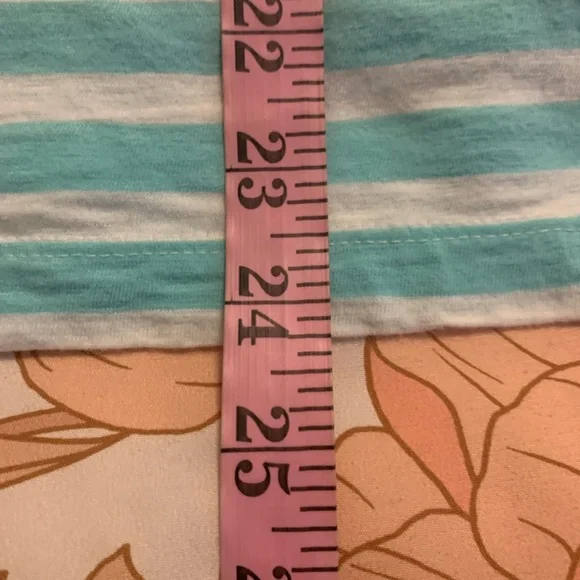 J. Crew Aqua and White Striped Short Sleeve Tee size medium euc - Picture 5 of 6